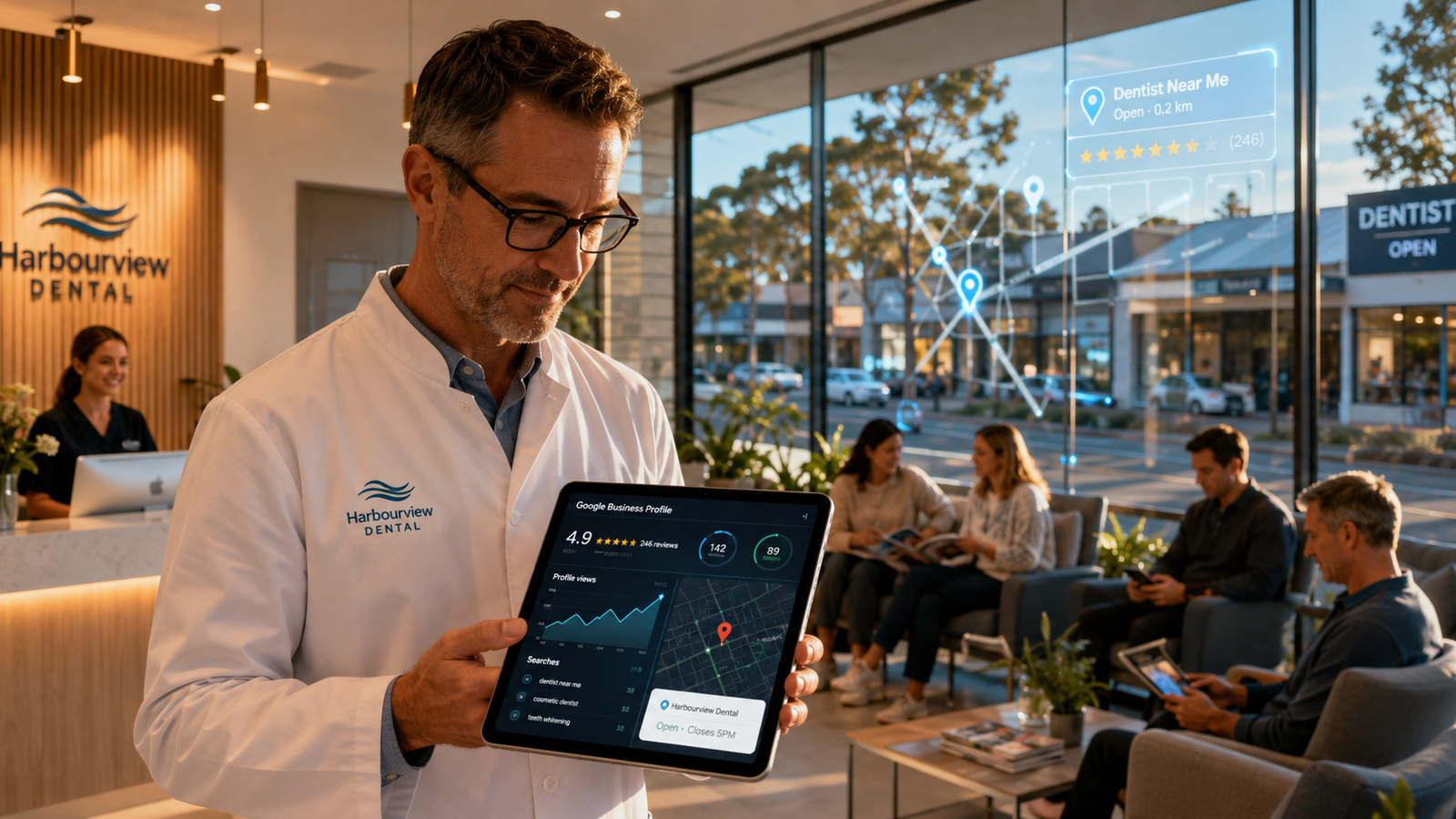 A modern dental clinic navigating the new era of trust-driven local SEO.