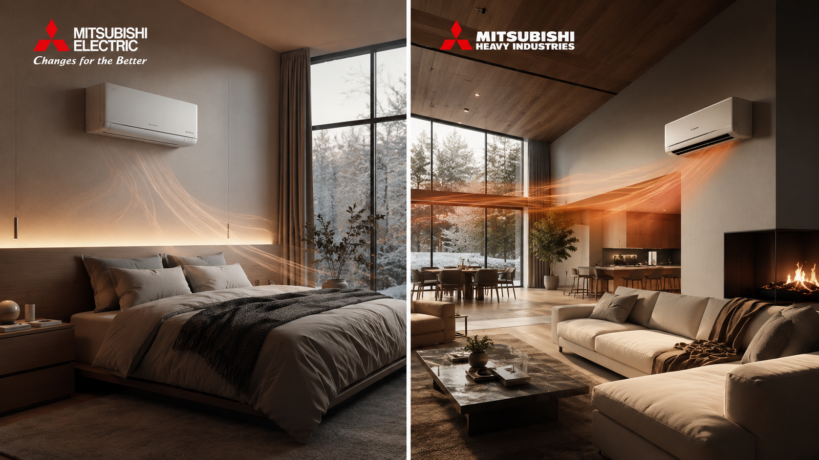 Two different approaches to winter comfort inside modern Australian homes.